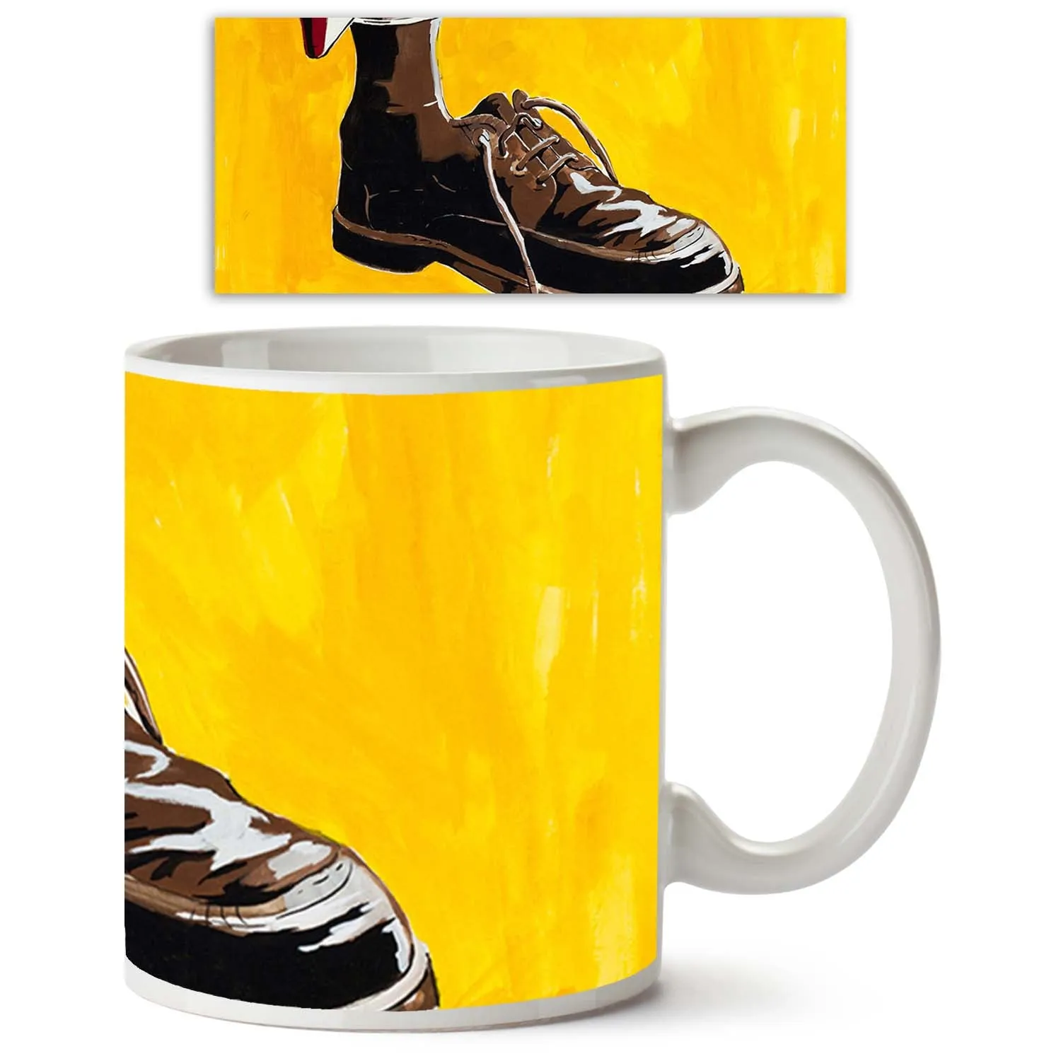 Abstract Water Color Of A Shoe & Coffee Mill Ceramic Coffee Tea Mug Inside White