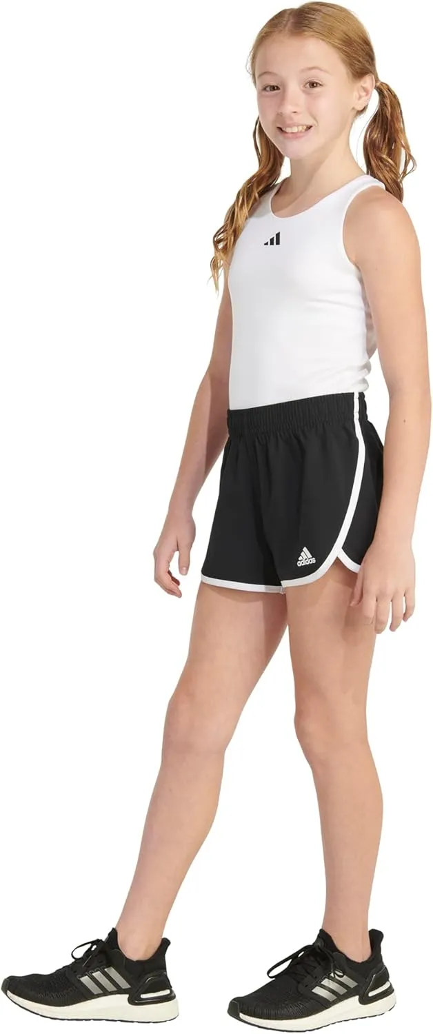adidas Girls' Elastic Waistband Retro Woven Gym Shorts