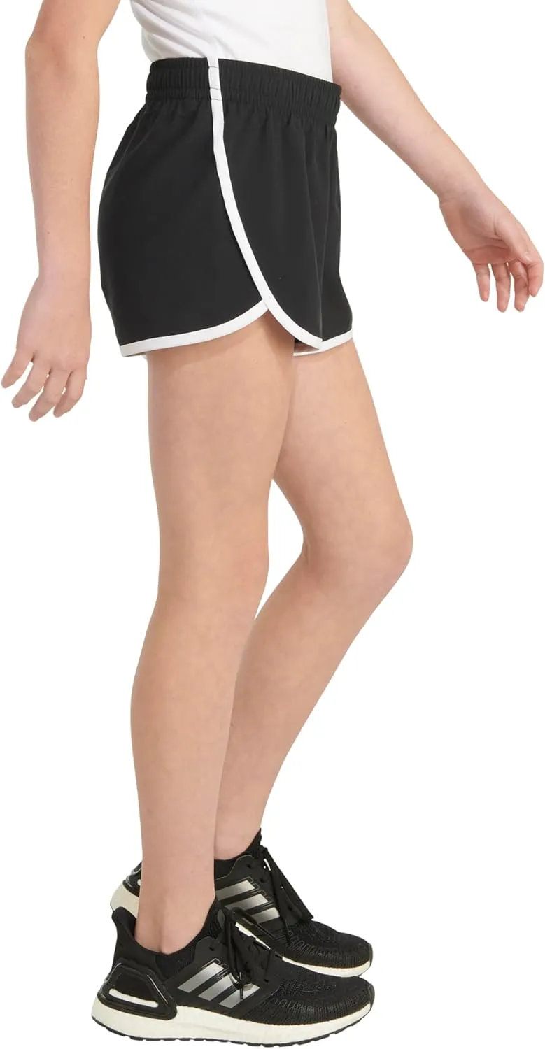 adidas Girls' Elastic Waistband Retro Woven Gym Shorts