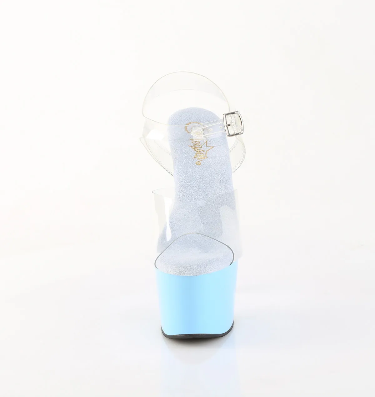 ADORE-708 Baby Blue & Clear Platform Heels