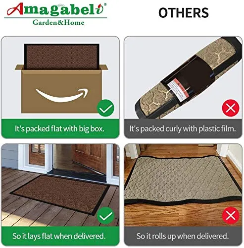 Amagabeli 2 Pack Large Outdoor Door Mats Rubber Shoes Scraper 36" x 24" BG347