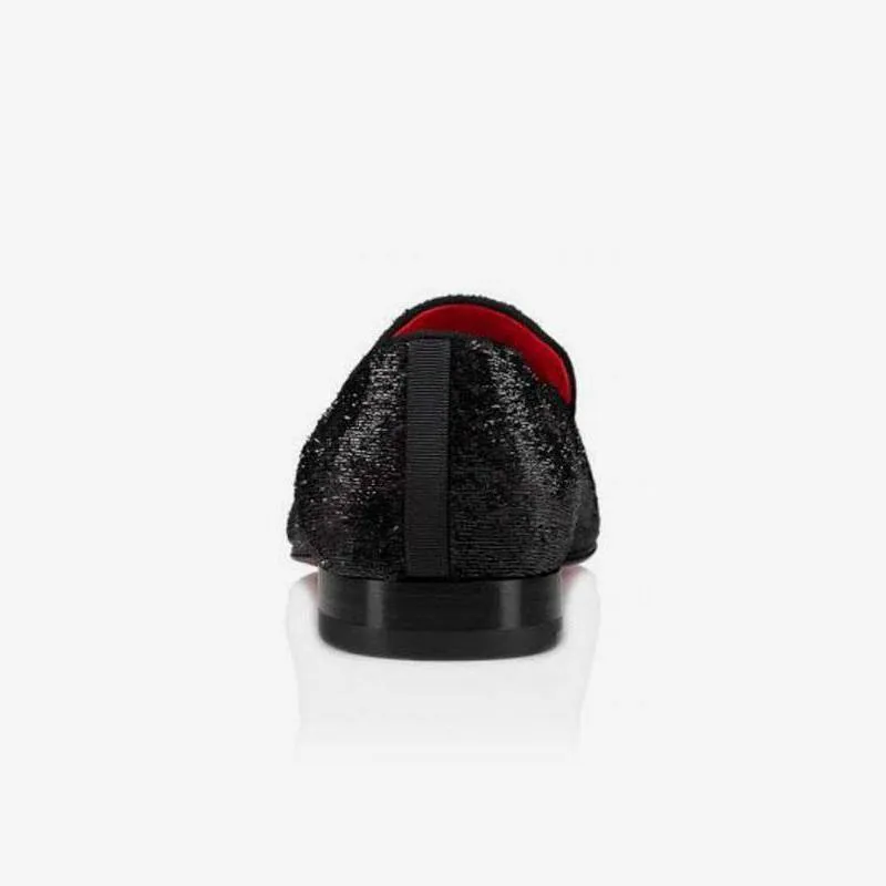 Black Velvet Loafers with V-Cut Design