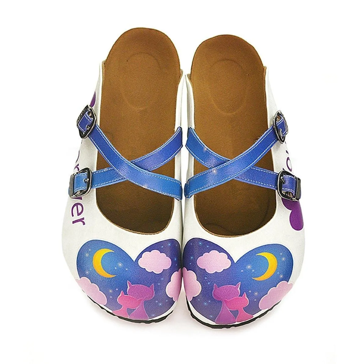 Blue Nighttime Heart Clogs WCAL116