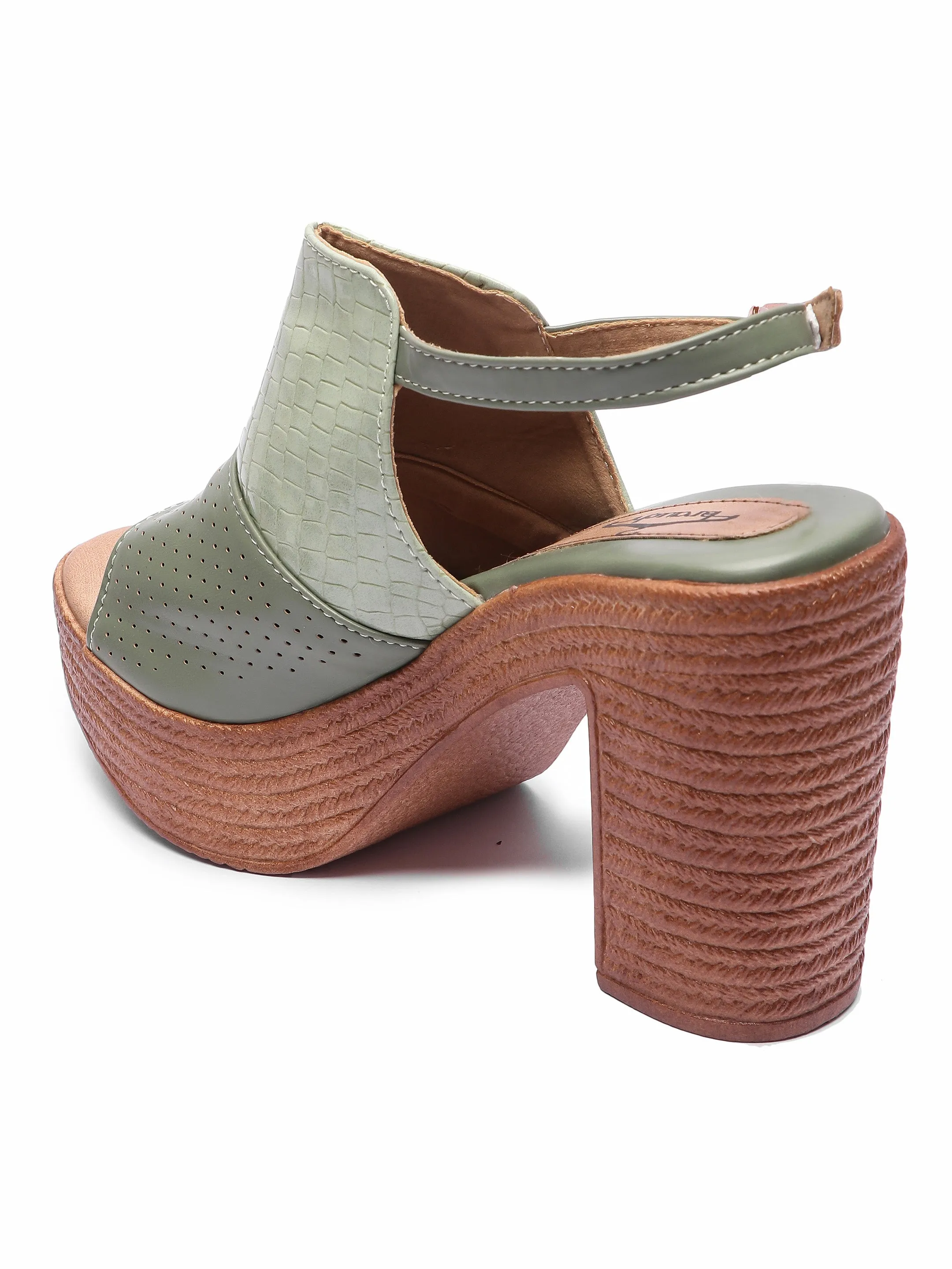 Brauch Olive Ankle Loop High Platform Heel Sandal