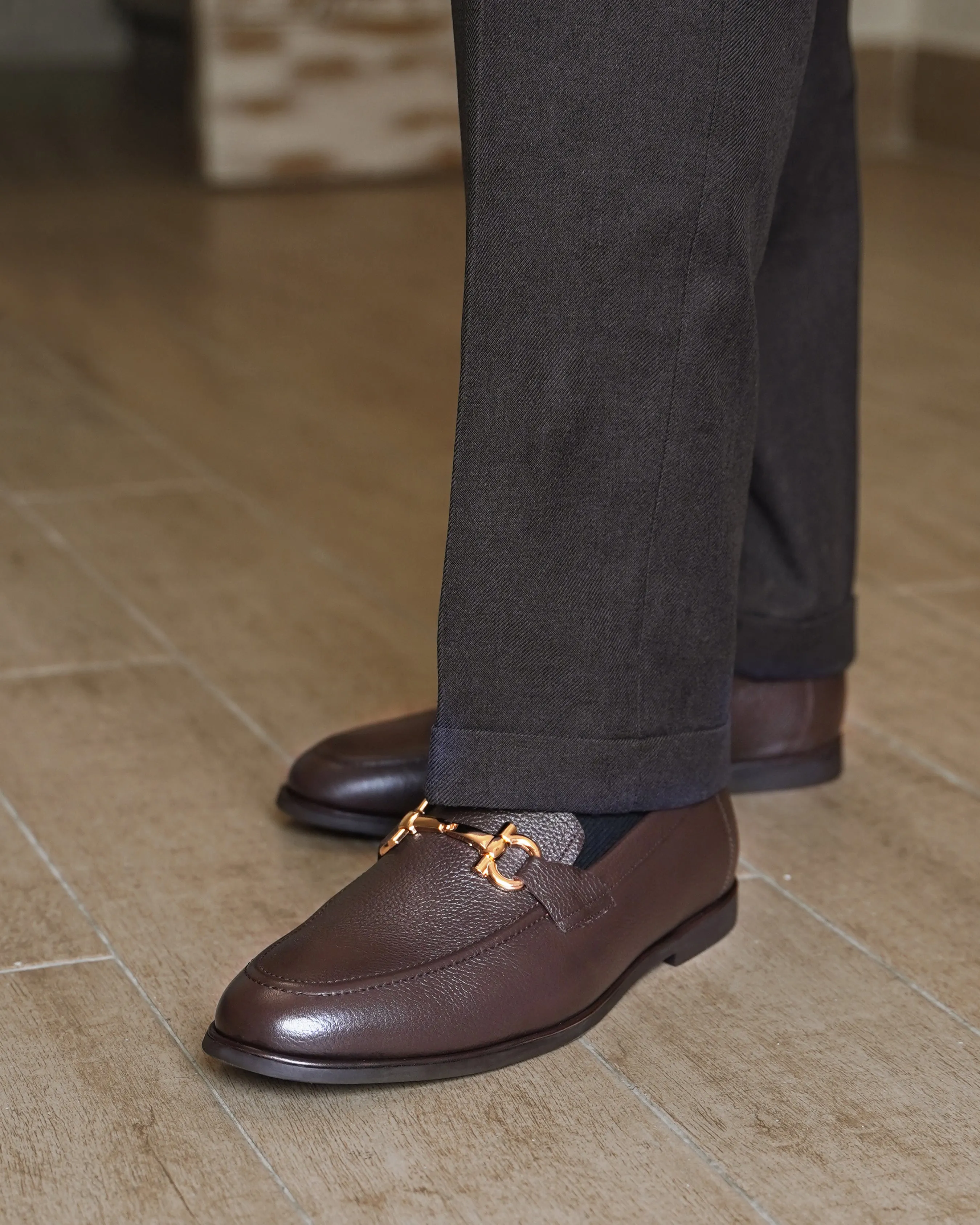 Bucharest - Men's Dark Brown Pebble Grain Leather Loafer