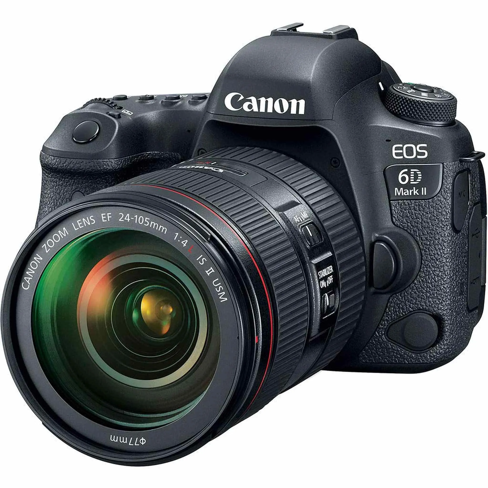Canon EOS 6D Mark II DSLR Camera with 24-105mm f/4L II Lens   Professional Battery Grip   4PC Macro Filter Kit   LED Kit Base Bundle