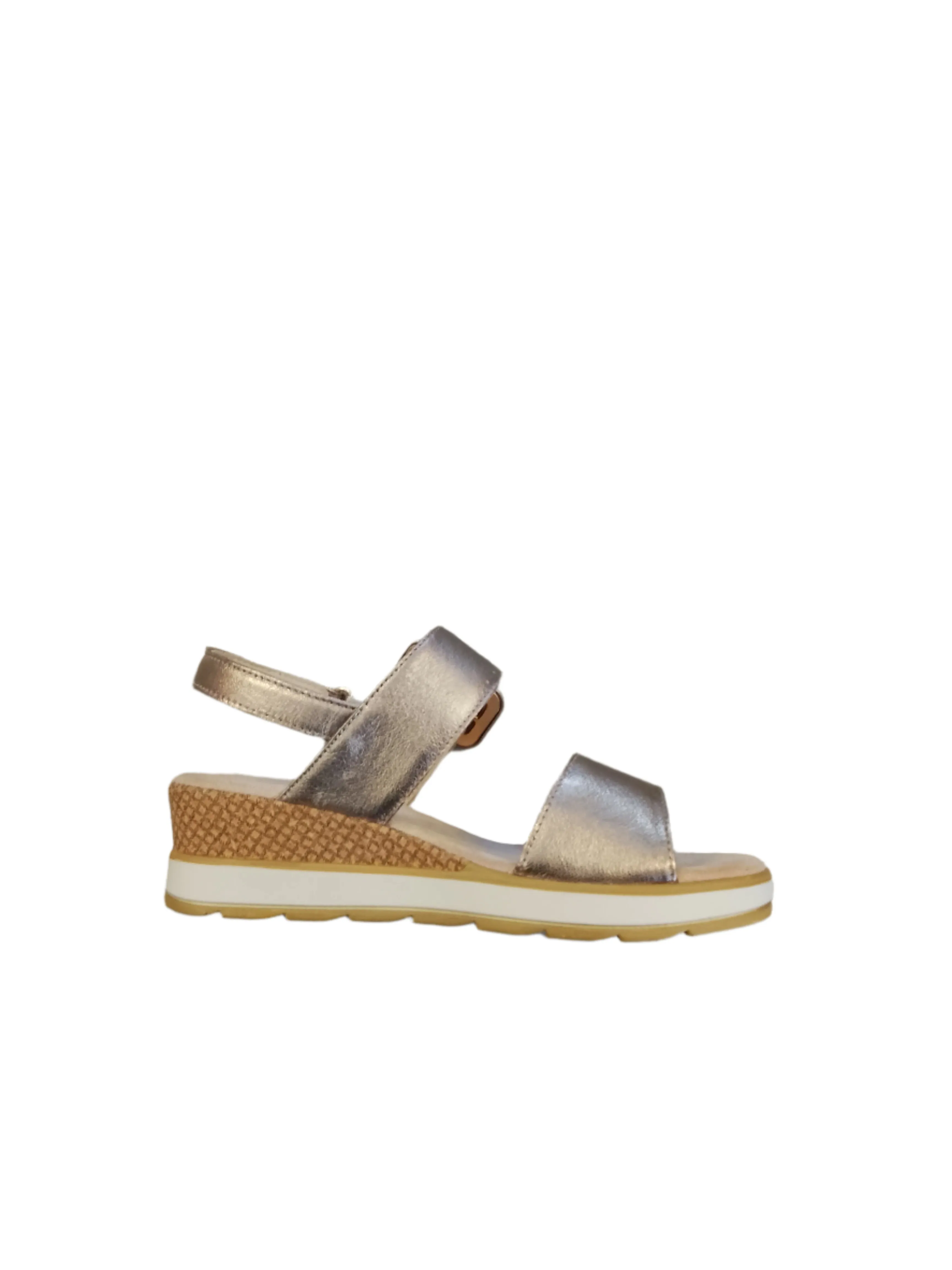 Caprice Platin Metallic Leather Sandal