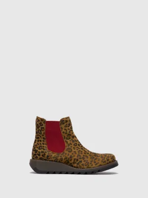 Chelsea Ankle Boots SALV CHEETAH TAN (RED ELASTIC)