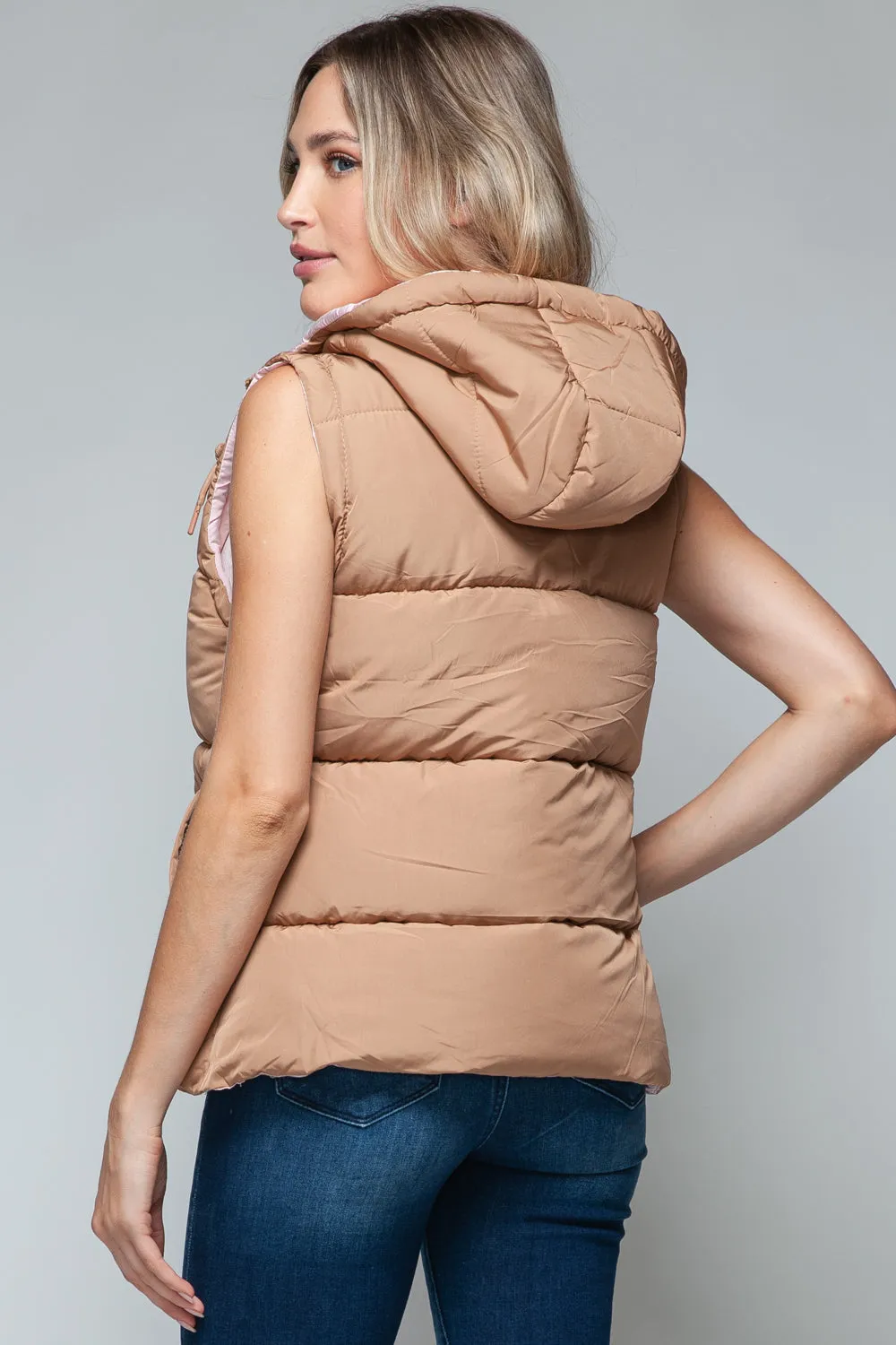 Cozy Chic: Hooded Puffer Vest - Khaki