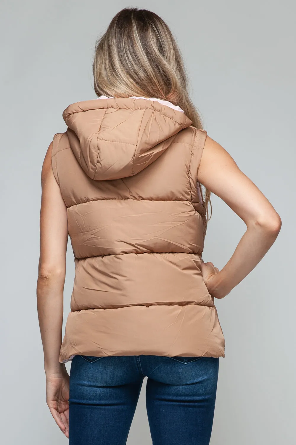 Cozy Chic: Hooded Puffer Vest - Khaki
