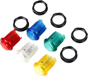 EG Starts 5X 30mm Arcade LED Lights Push Button Built-in Switch 5V Illuminated Buttons for Arcade Machine Games DIY Kit Parts Jamma Mame Raspberry Pi 1 2 3 ( Each Color of 1 Piece ) & 5 Colour