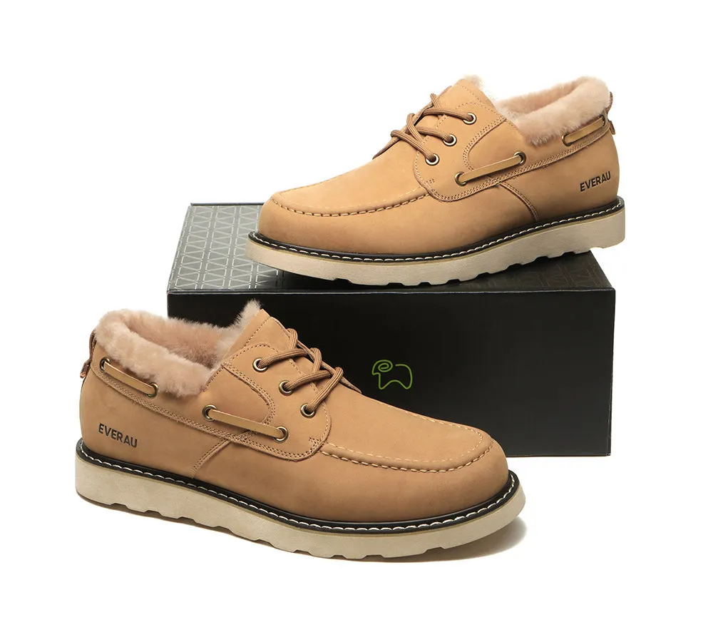 EVERAU® Lace Up Sheepskin Casual Men Shoes Trekker