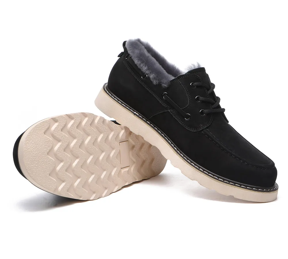 EVERAU® Lace Up Sheepskin Casual Men Shoes Trekker