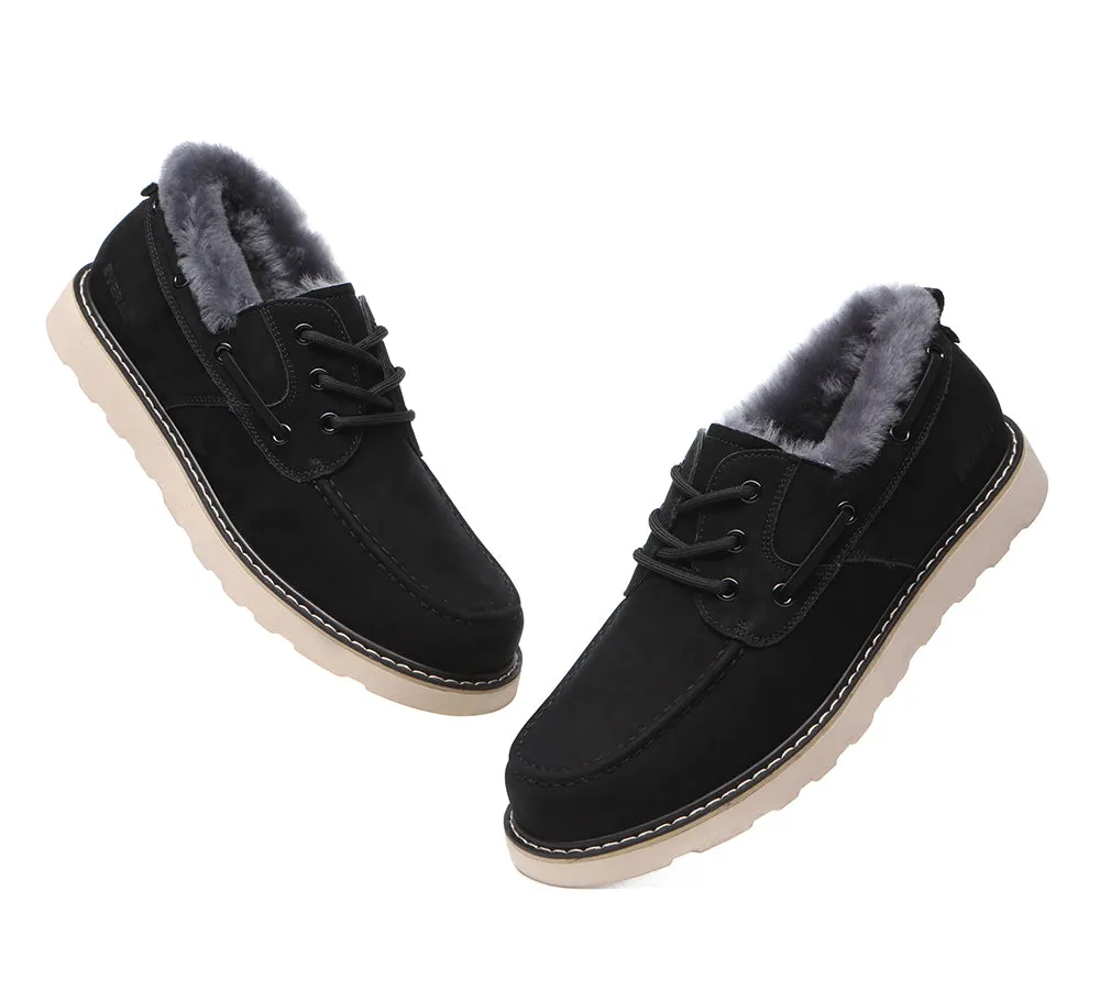 EVERAU® Lace Up Sheepskin Casual Men Shoes Trekker