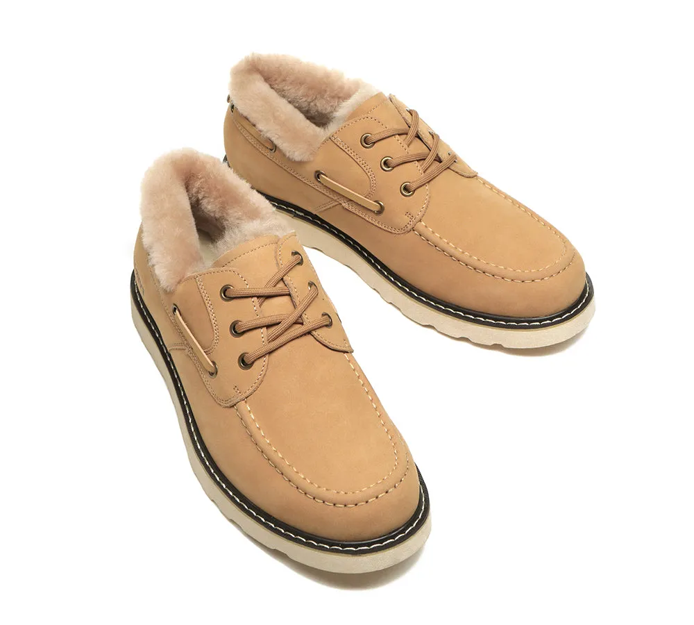 EVERAU® Lace Up Sheepskin Casual Men Shoes Trekker