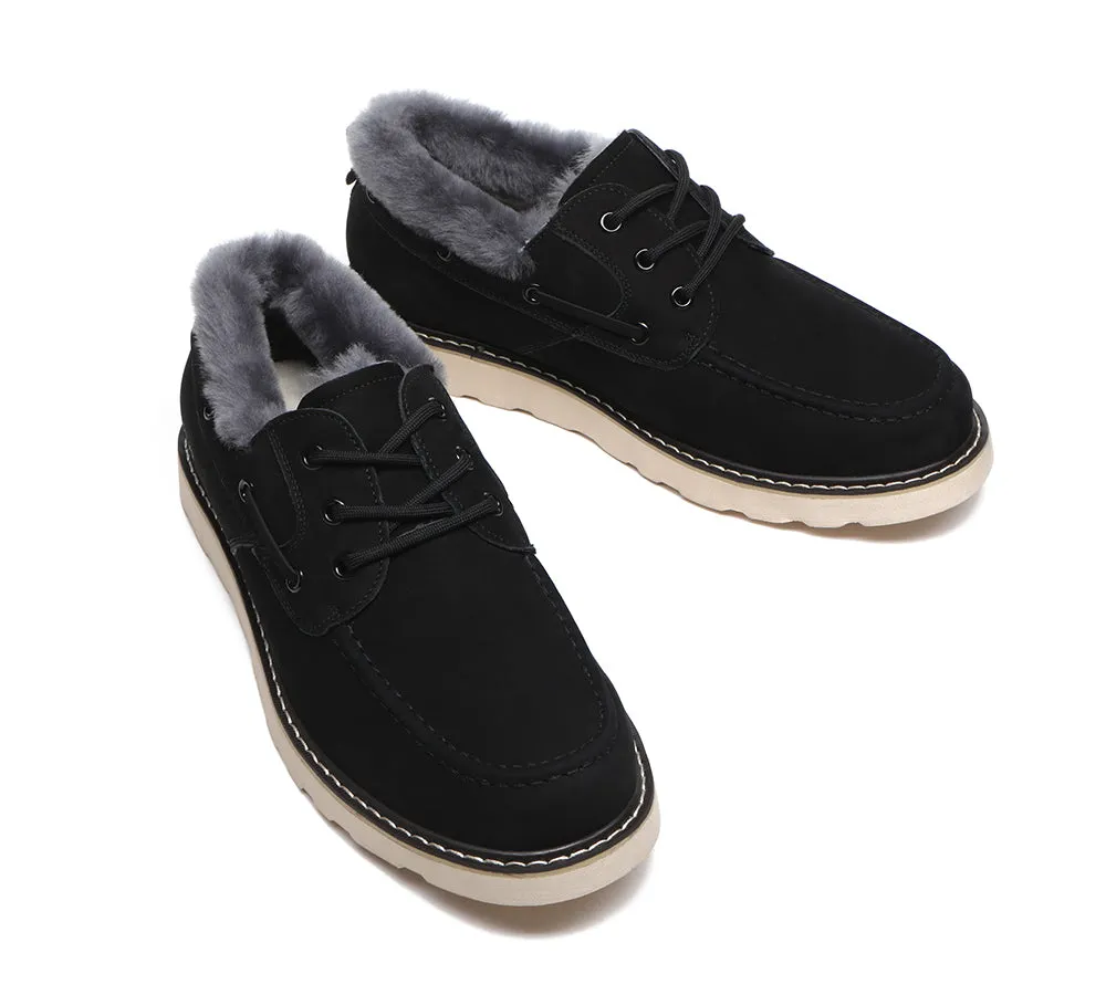 EVERAU® Lace Up Sheepskin Casual Men Shoes Trekker