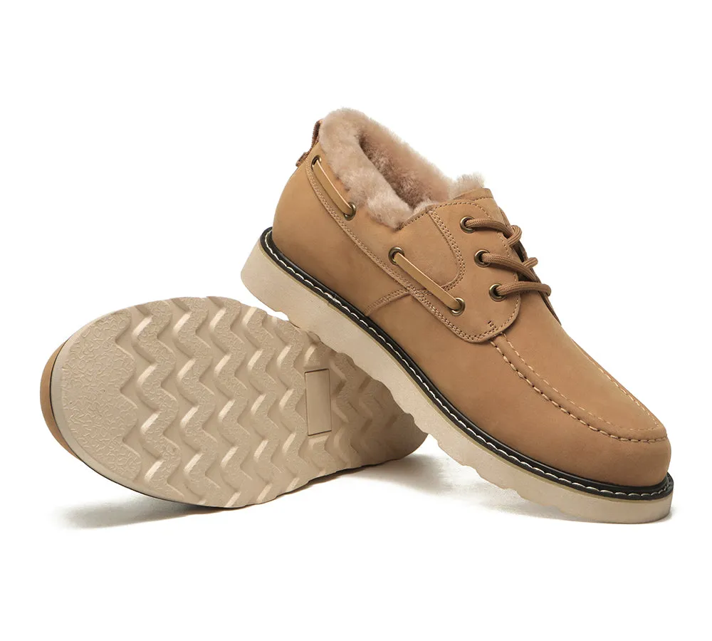EVERAU® Lace Up Sheepskin Casual Men Shoes Trekker