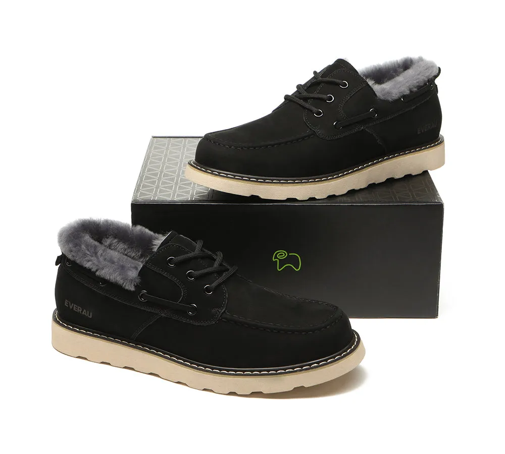 EVERAU® Lace Up Sheepskin Casual Men Shoes Trekker