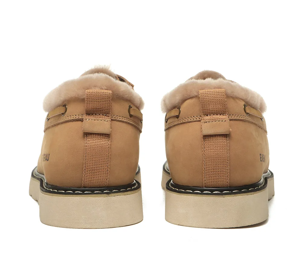 EVERAU® Lace Up Sheepskin Casual Men Shoes Trekker