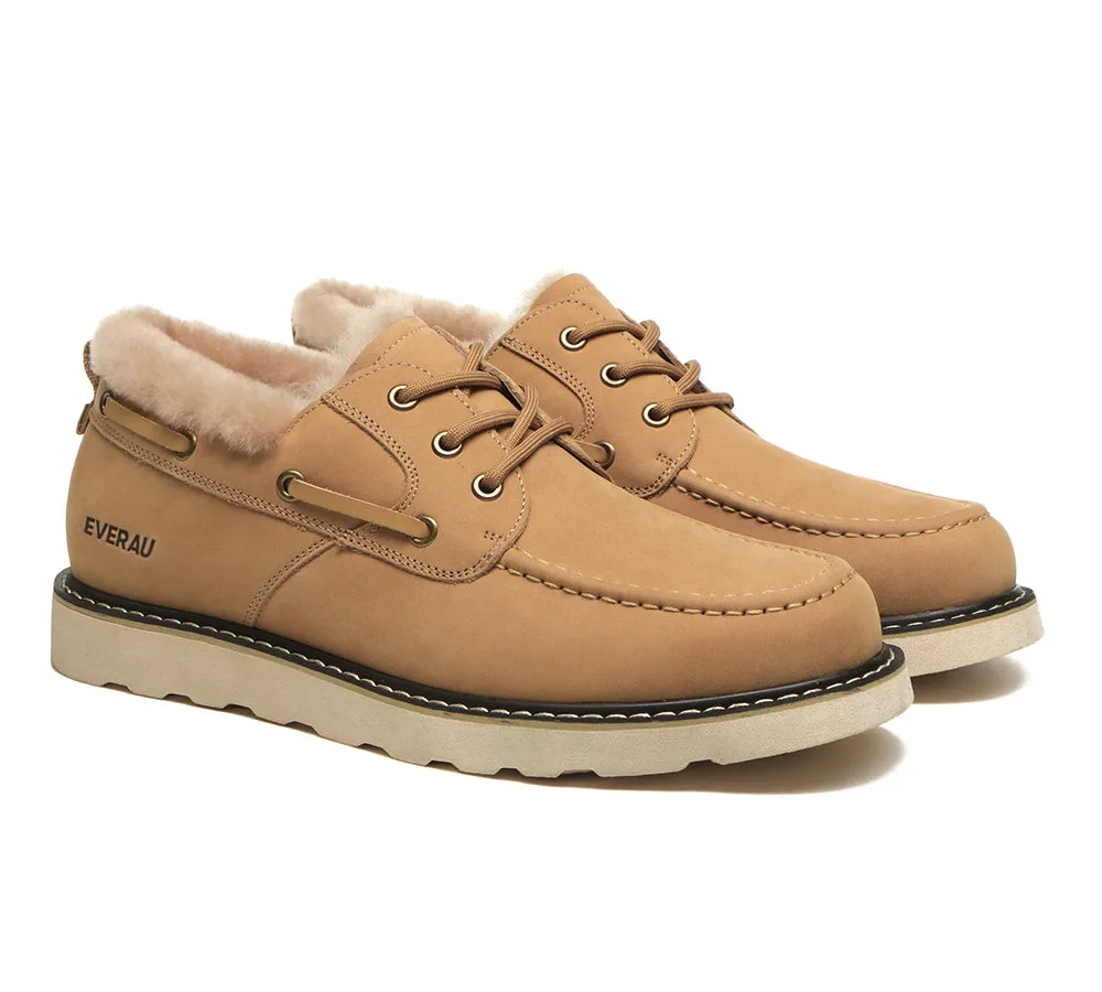 EVERAU® Lace Up Sheepskin Casual Men Shoes Trekker