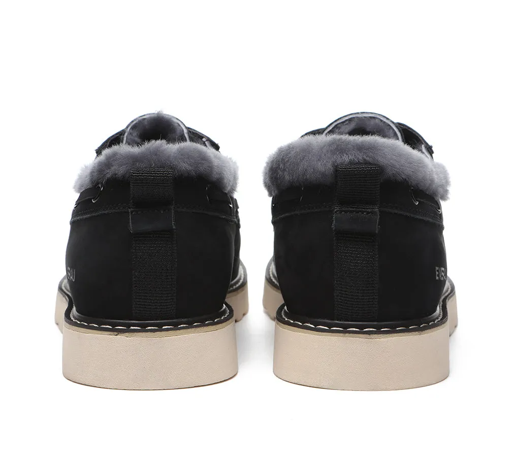 EVERAU® Lace Up Sheepskin Casual Men Shoes Trekker
