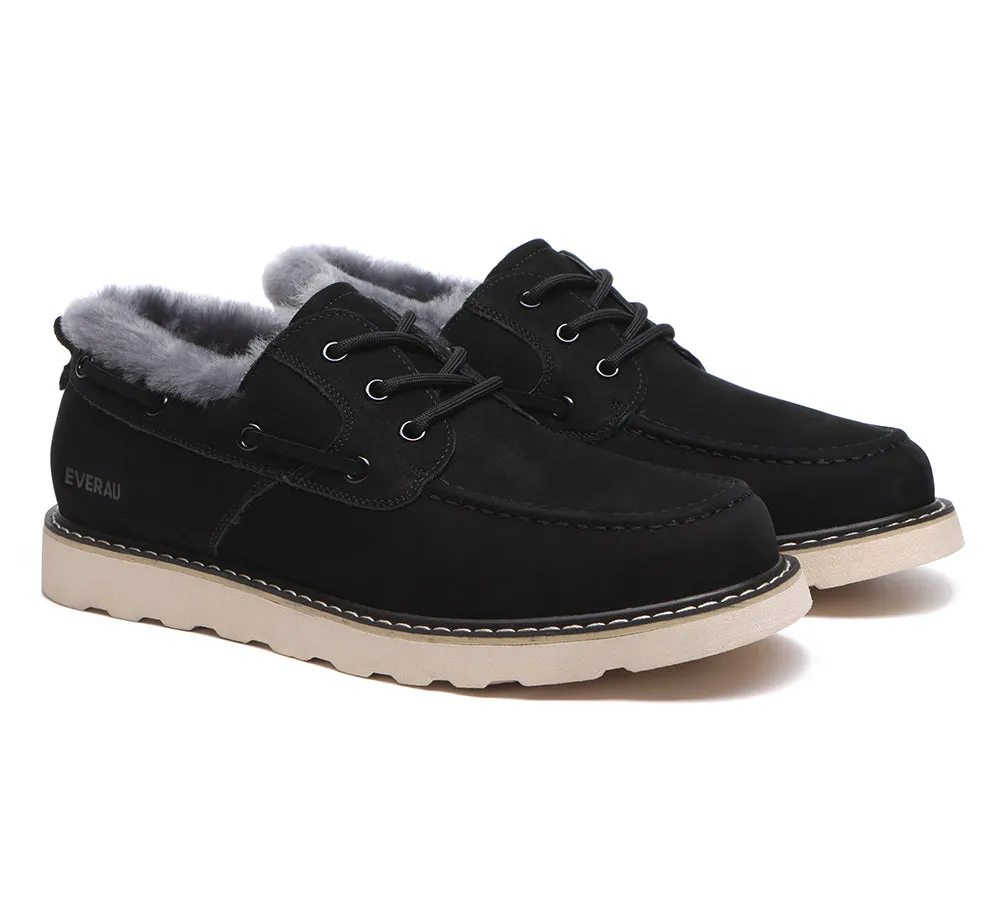 EVERAU® Lace Up Sheepskin Casual Men Shoes Trekker