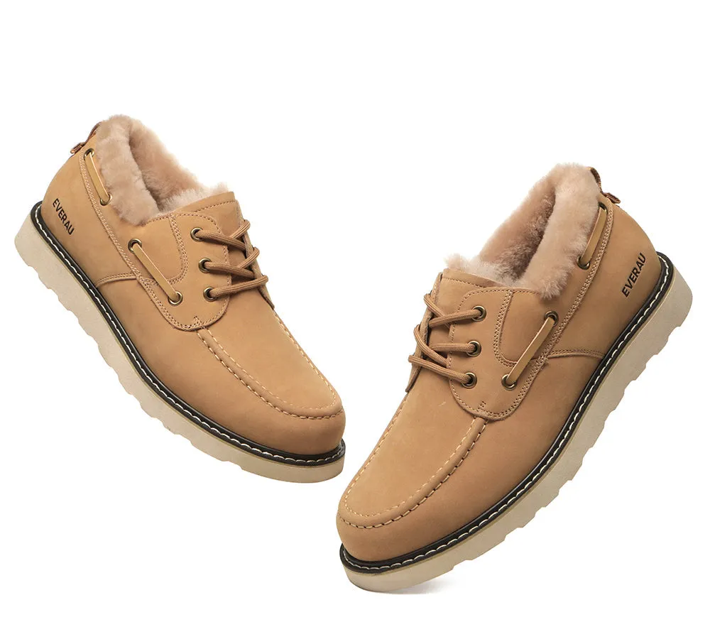 EVERAU® Lace Up Sheepskin Casual Men Shoes Trekker