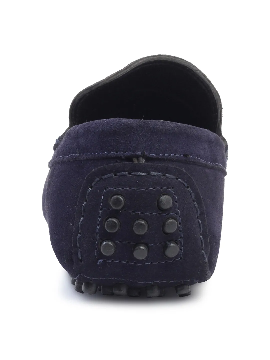 Federal Blue Handmade Italian Suede Leather Textured Penny Loafers