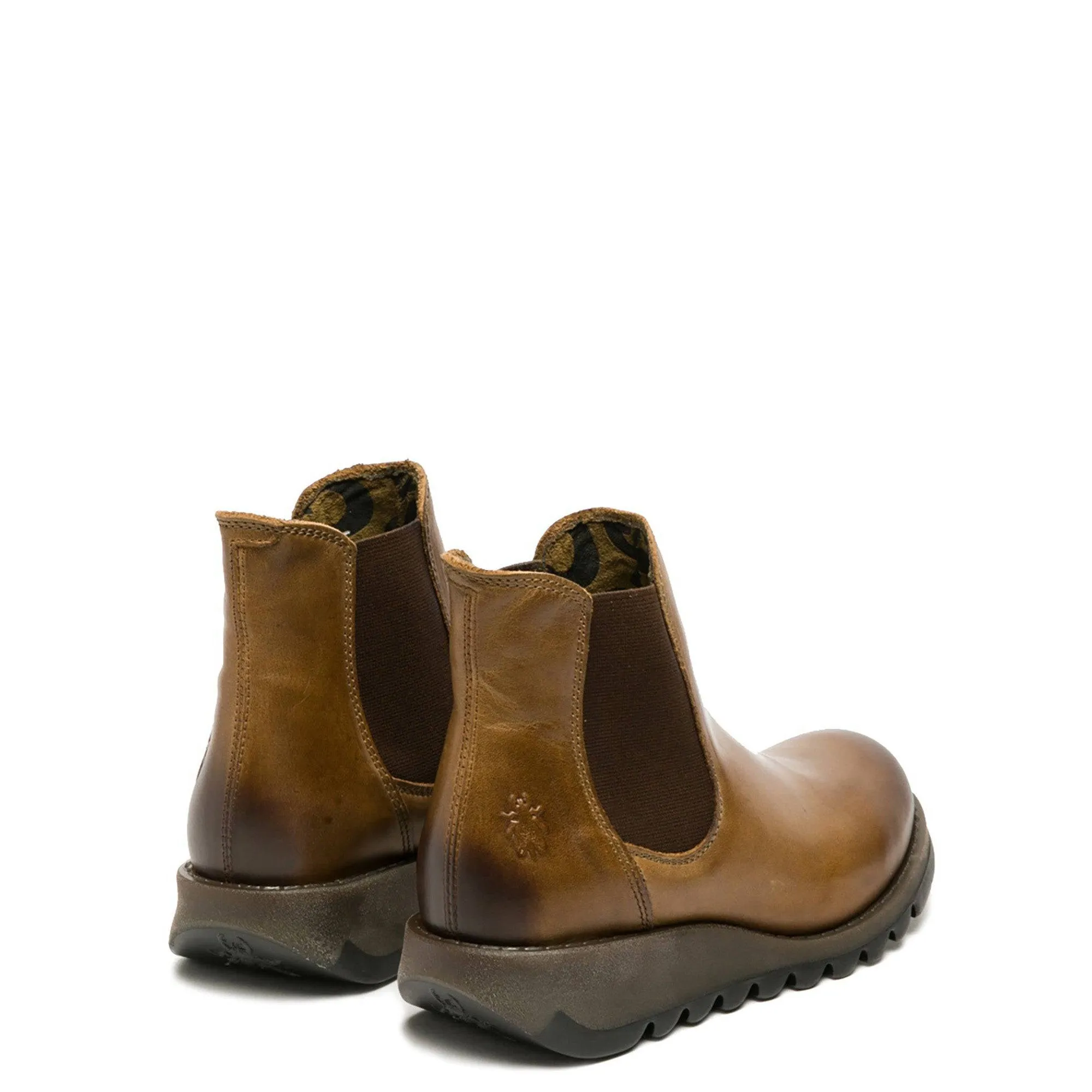 Fly London Salv Camel Leather Pull On Ankle Boots