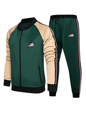 FTCayanz Men's Athletic Tracksuits Activewear Full-Zip Sport Set Casual Jogging Sweat Suit Army Green S
