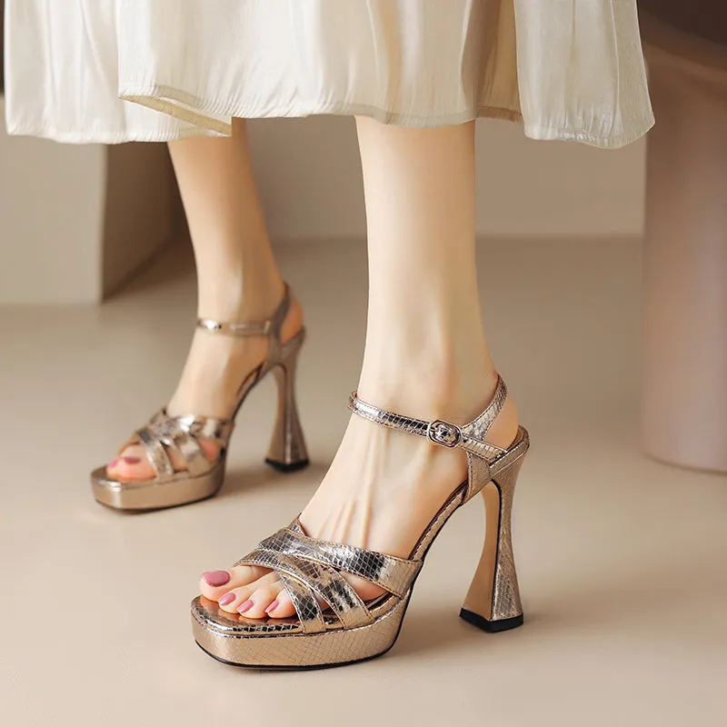 FY Zoe Silver High Heel Sandals