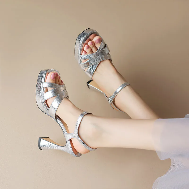 FY Zoe Silver High Heel Sandals