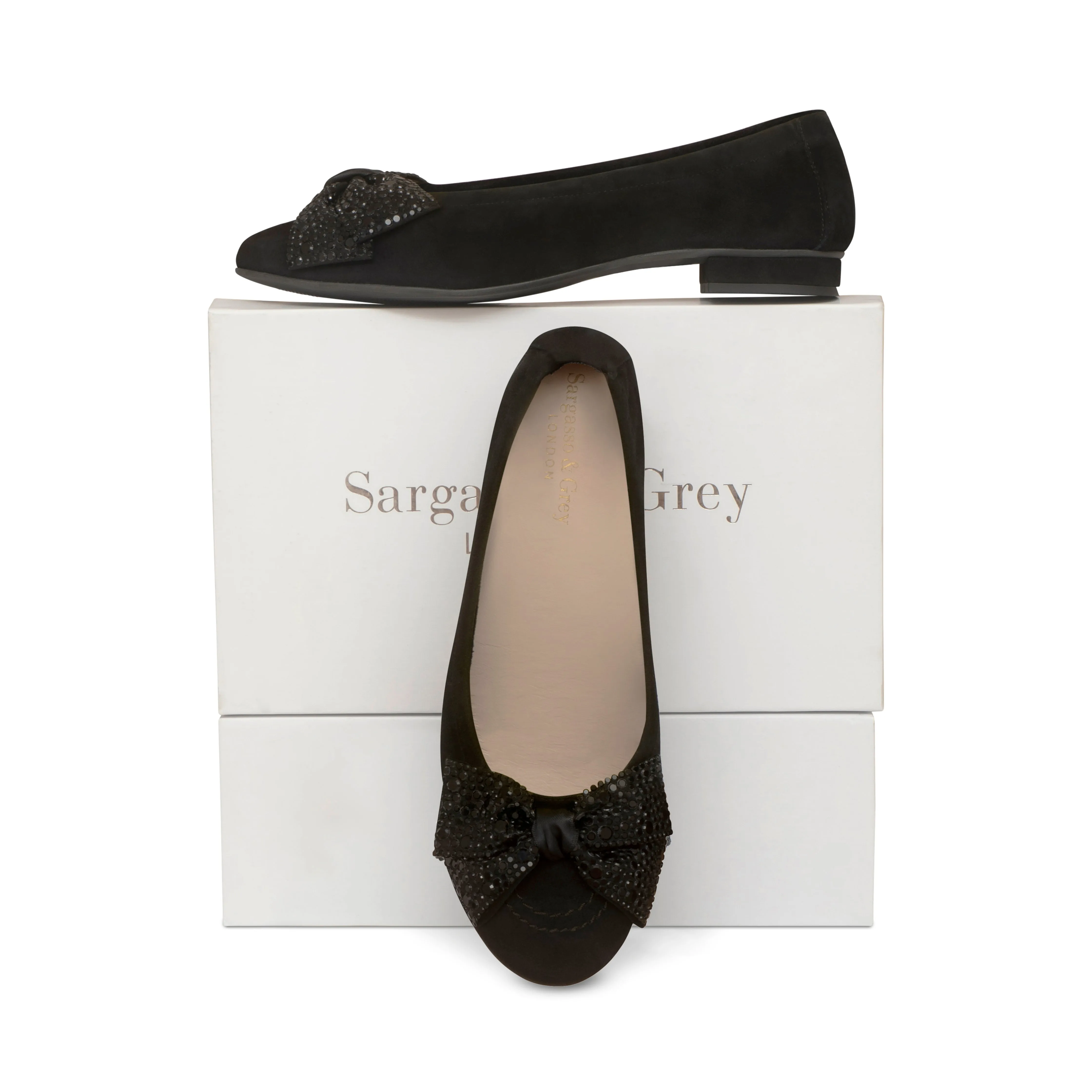 Garland Wide Width Ballet Flats - Black Stretch Suede