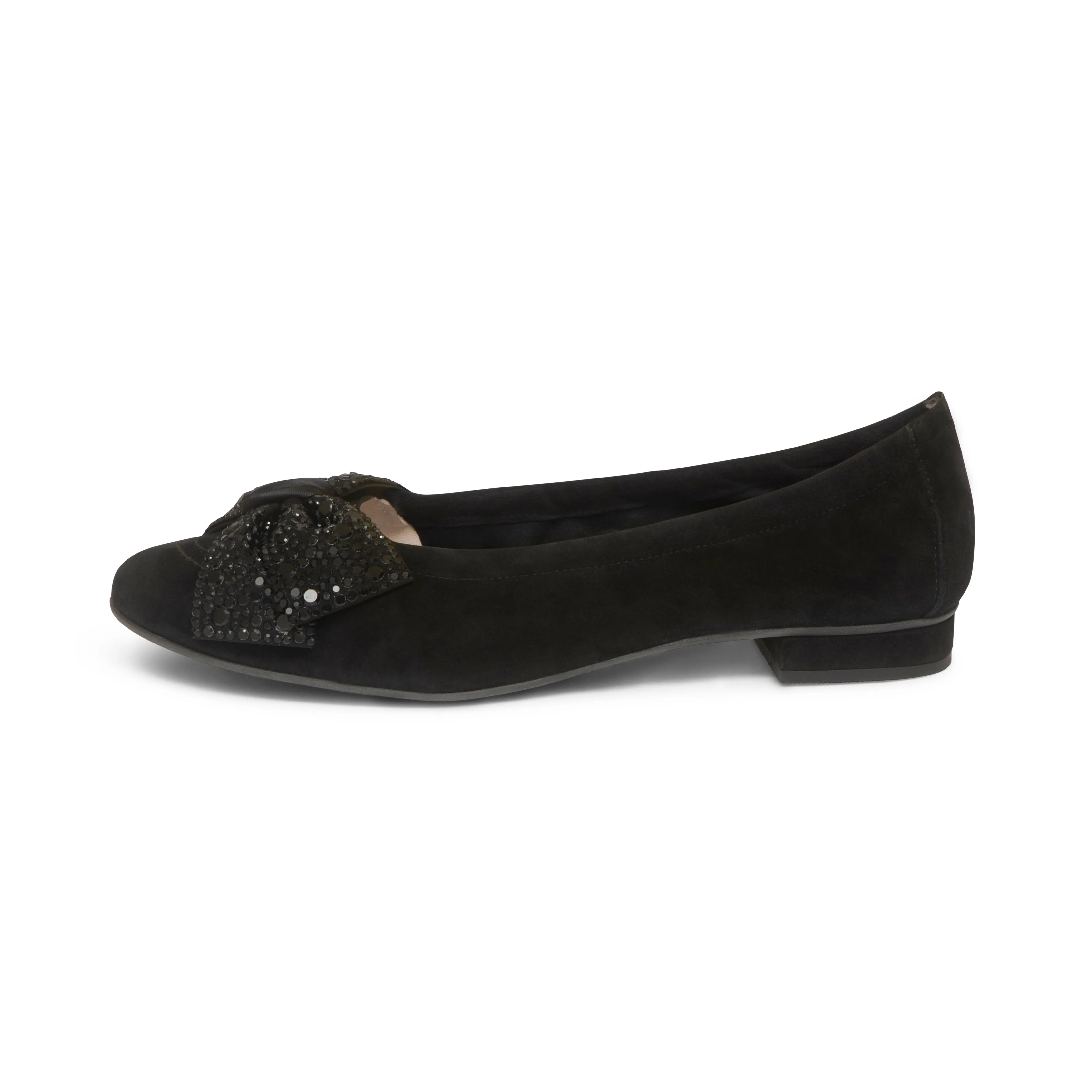 Garland Wide Width Ballet Flats - Black Stretch Suede