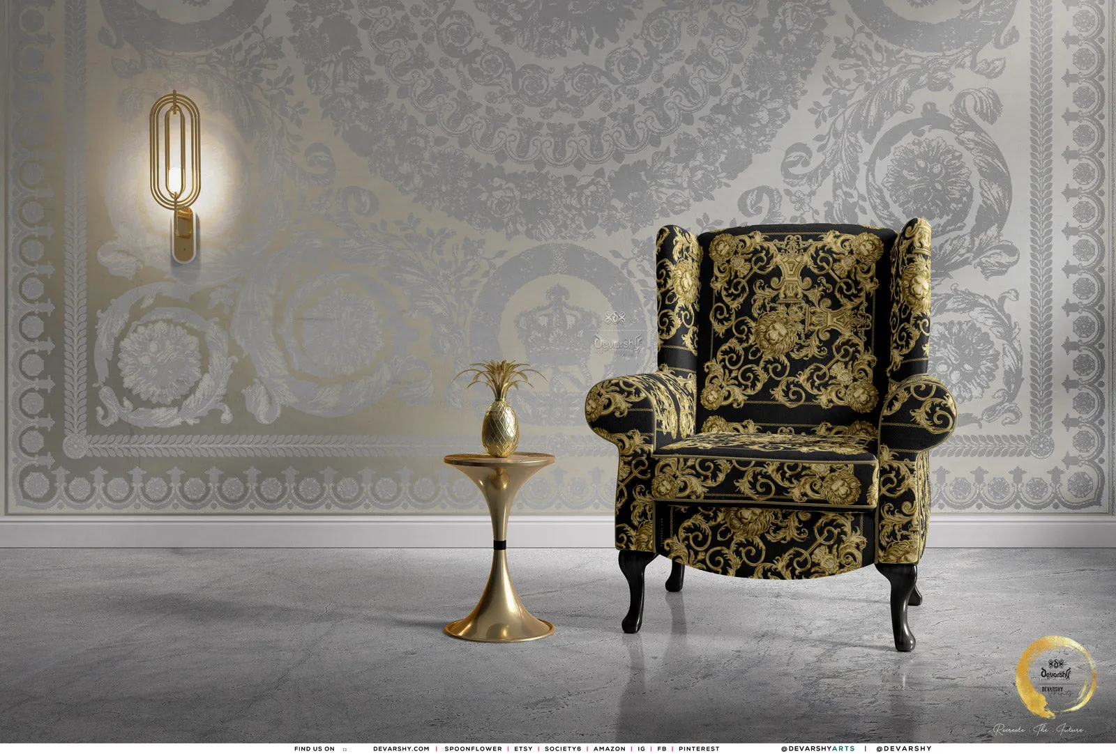Golden Lion Upholstery Fabric 3metres 12 Furnishing Fabric Options Black Baroque Fabric By the Yard | D21040