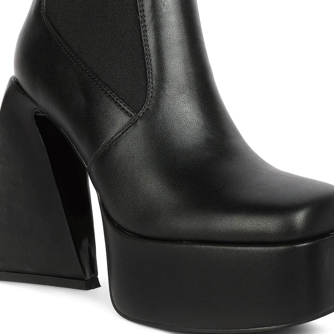 High Platform Block Heeled Chelsea Boot