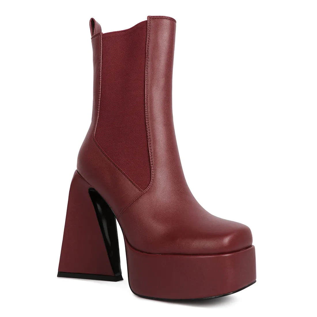 High Platform Block Heeled Chelsea Boot