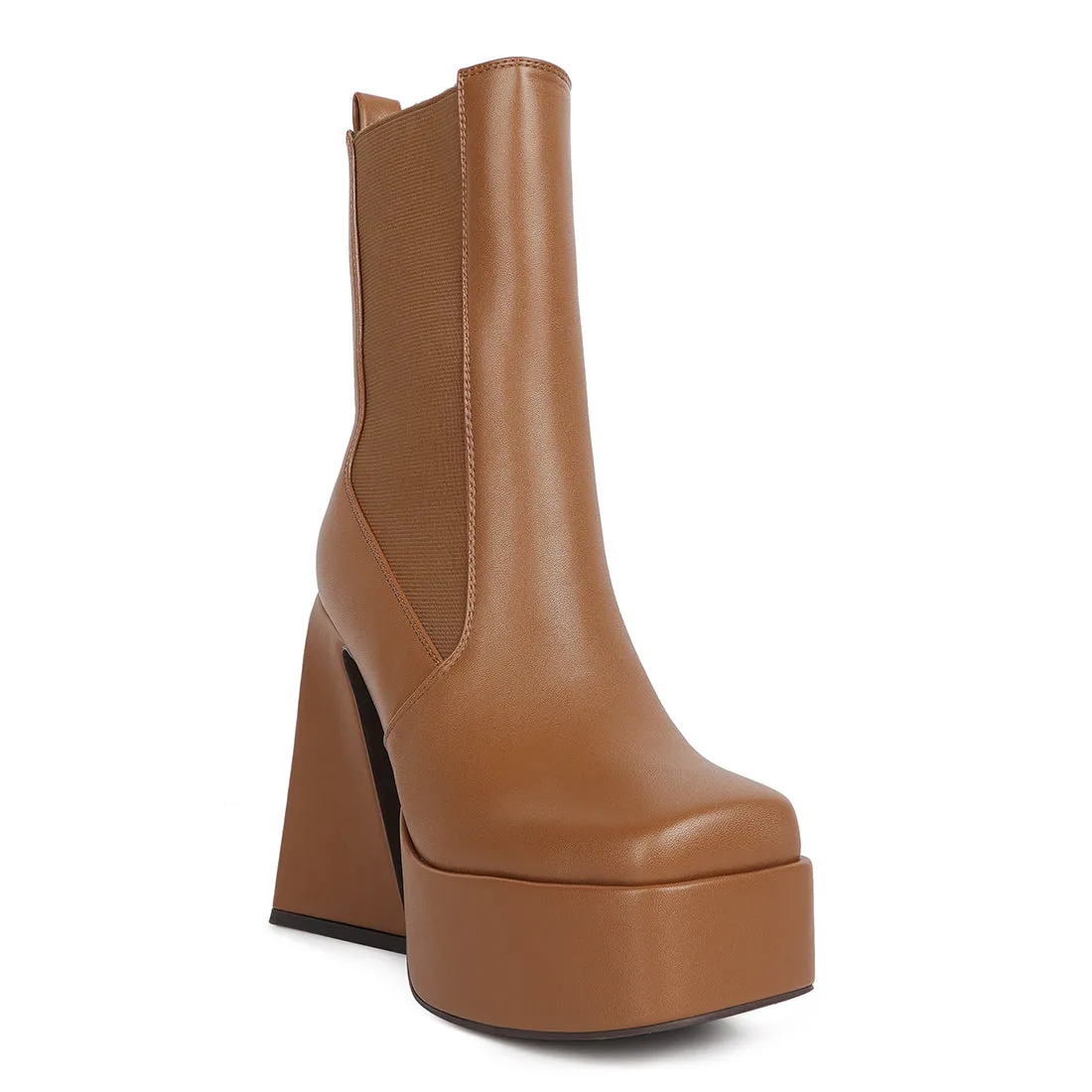 High Platform Block Heeled Chelsea Boot