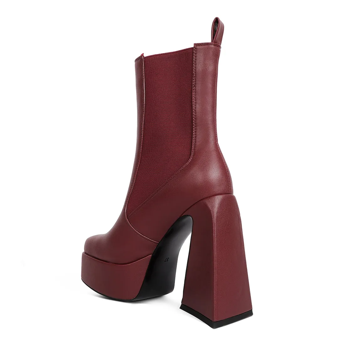 High Platform Block Heeled Chelsea Boot