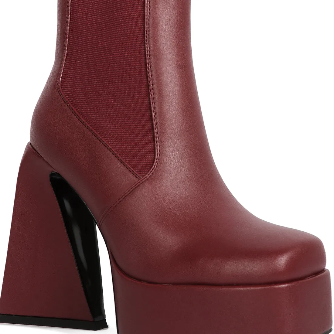 High Platform Block Heeled Chelsea Boot