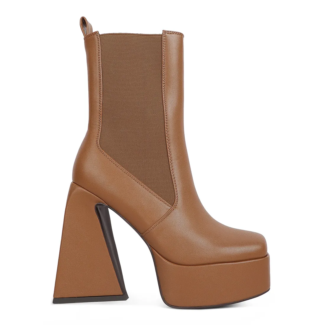 High Platform Block Heeled Chelsea Boot