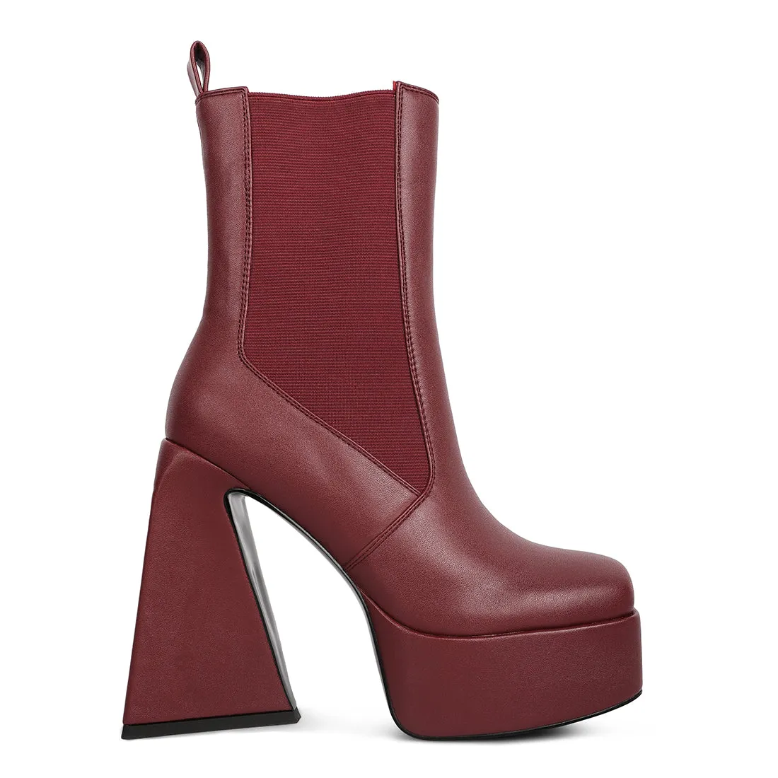 High Platform Block Heeled Chelsea Boot