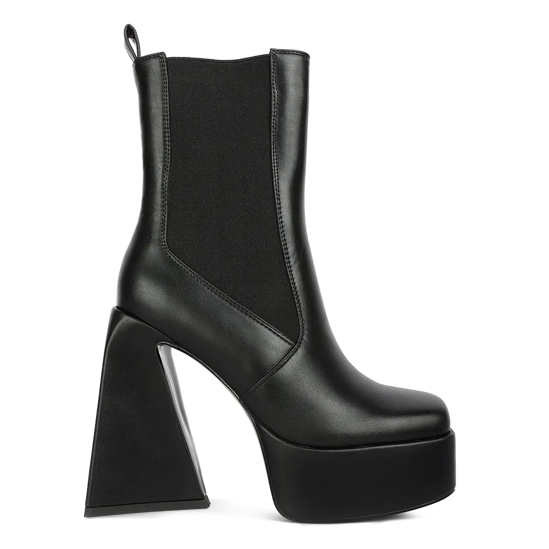 High Platform Block Heeled Chelsea Boot