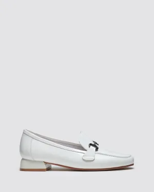 ITCHY LOAFERS WHITE PATENT LEATHER
