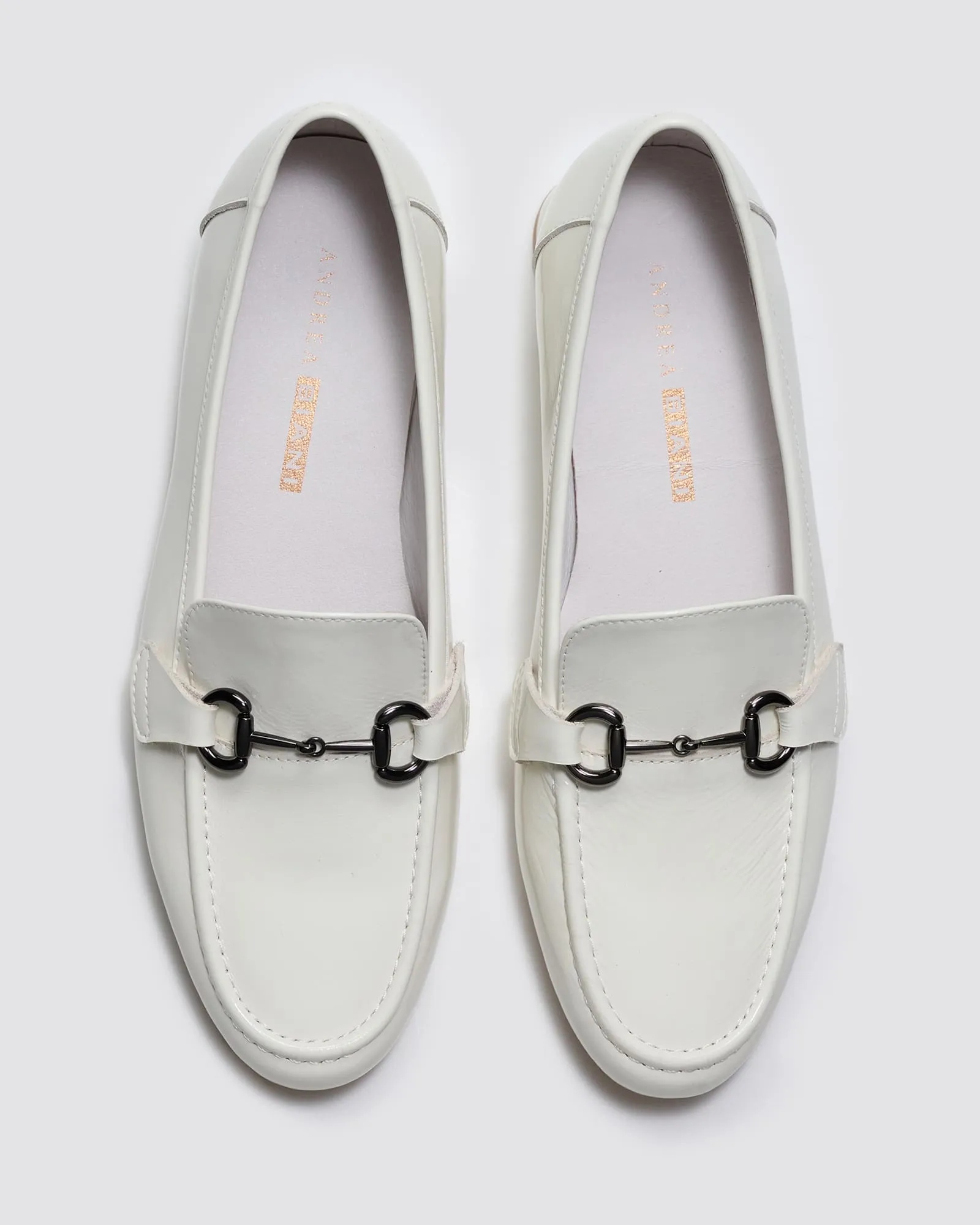 ITCHY LOAFERS WHITE PATENT LEATHER