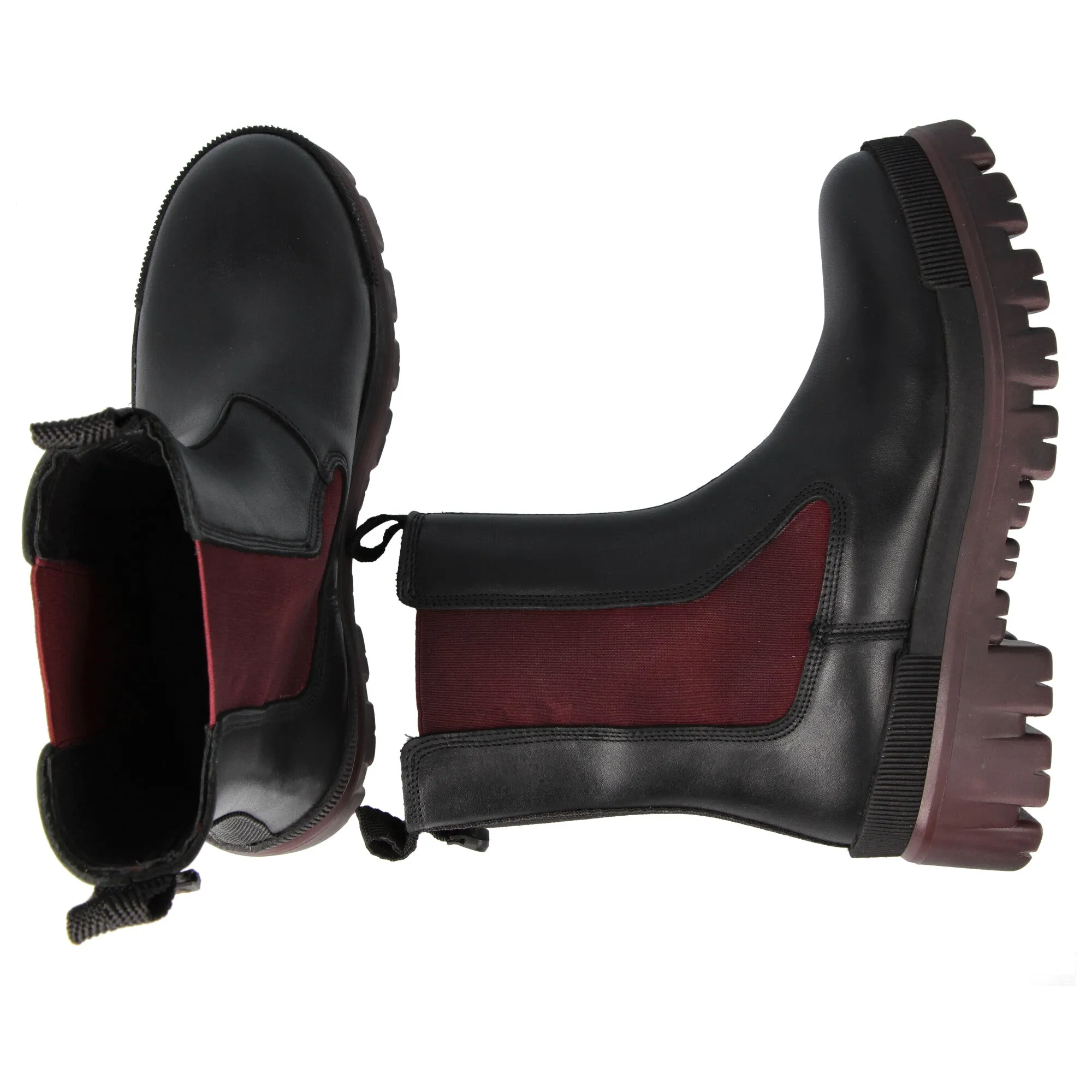 Jeep JL22522A Combat Chelsea Boot Black/Terracotta Womens Chunky Trendy Boot