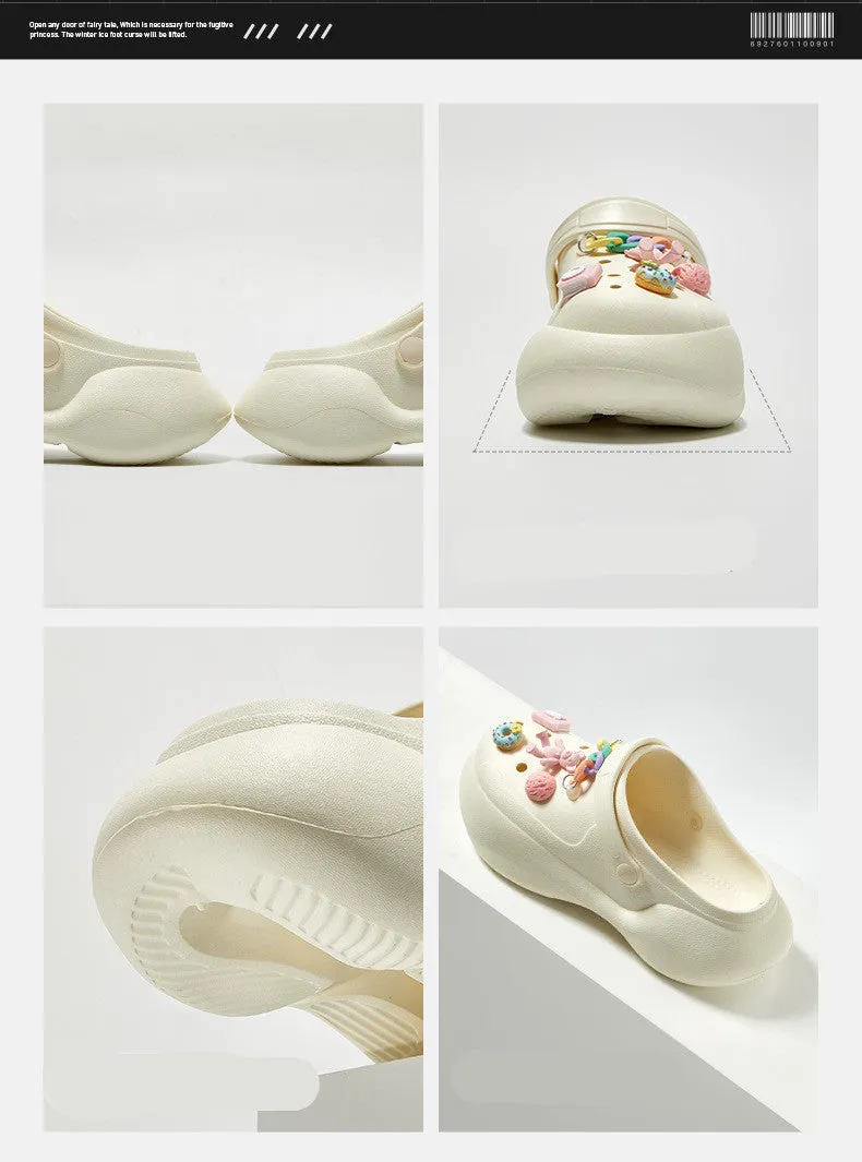 Joskaa Love Home Hole Shoes Wear Sandals Outside In Summer Women's Thick Soled Increased EVA Home Shoes Personalized Decorative Beach