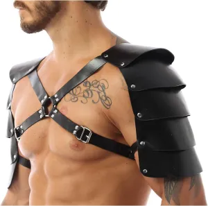 Joukavor Gothic Shoulder Armor for Men Adjustable Faux Leather Steampunk Harness Costume Halloween Cosplay