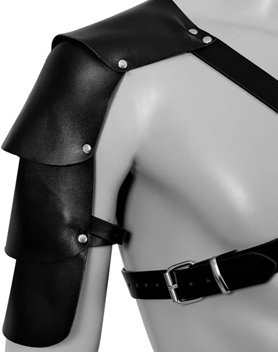 Joukavor Gothic Shoulder Armor for Men Adjustable Faux Leather Steampunk Harness Costume Halloween Cosplay
