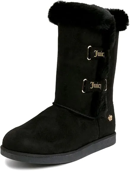 JUICY COUTURE Women's Tall Slip On Winter Snow Boots Warm & Insulated Fur Lining Comfortable Fashion Booties Size 8